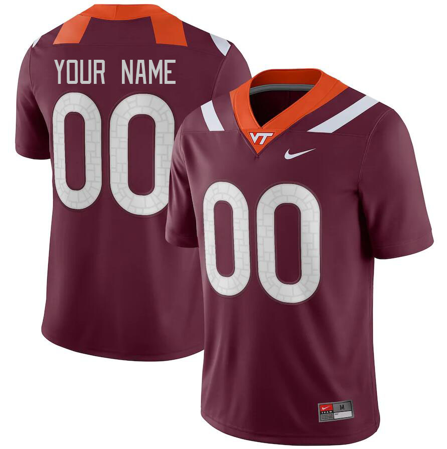 Custom Virginia Tech Hokies Name And Number College Football Jerseys Stitched-Maroon - Click Image to Close